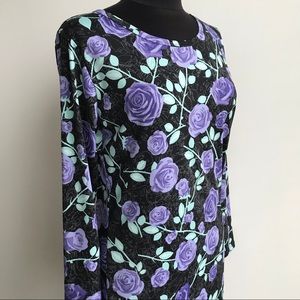 Debbie Fitted Dress with Purple Roses